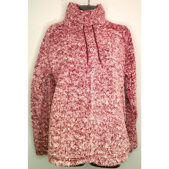 Lee Riders Women's Large Burgandy Sherpa Long Sleeve Pullover Funnel Neck - Picture 1 of 8